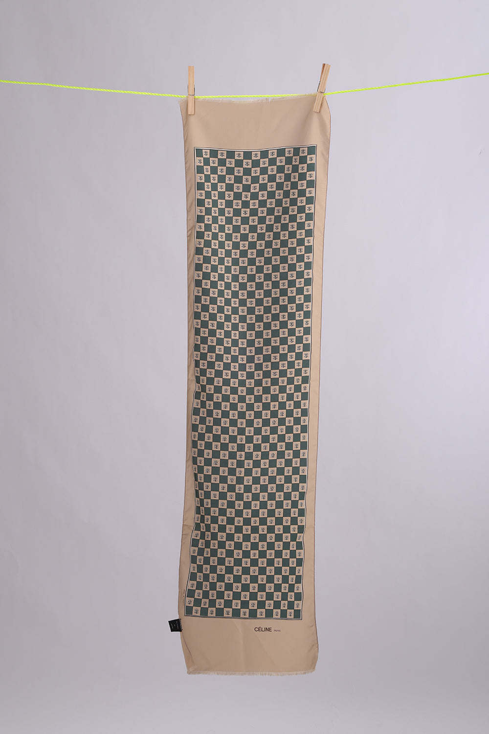 CELINE Beige base with forest green squares