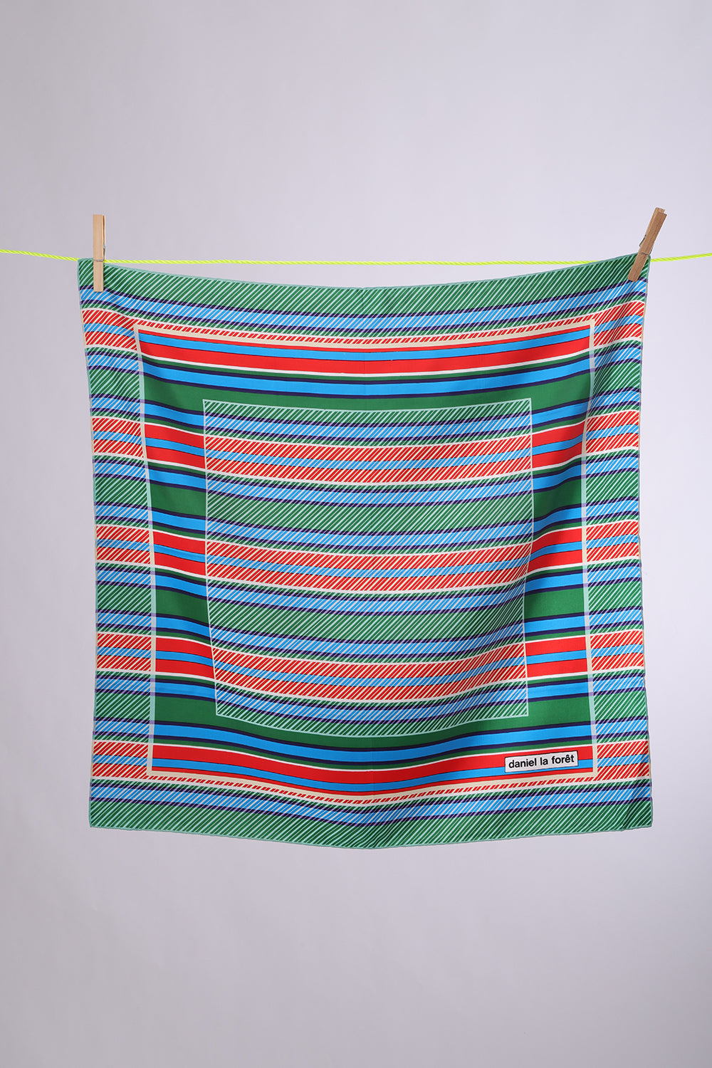 DANIEL LA FORET Truqoise, green & red stripes with white squares