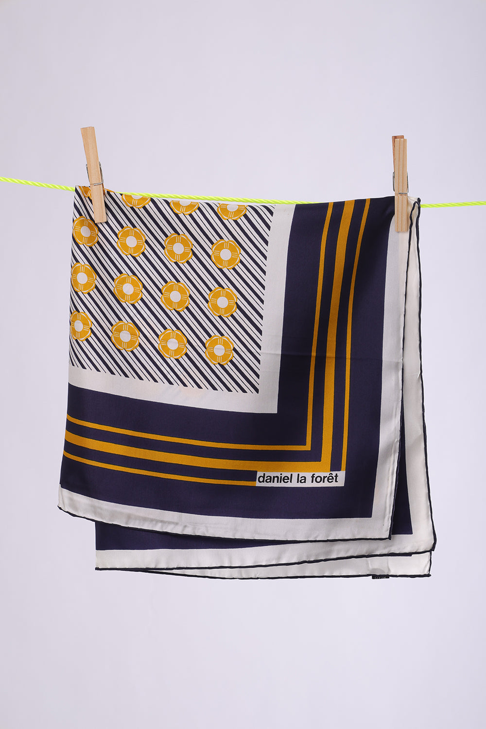 DANIEL LA FORET OFF WHITE Navy & yellow flowers print
