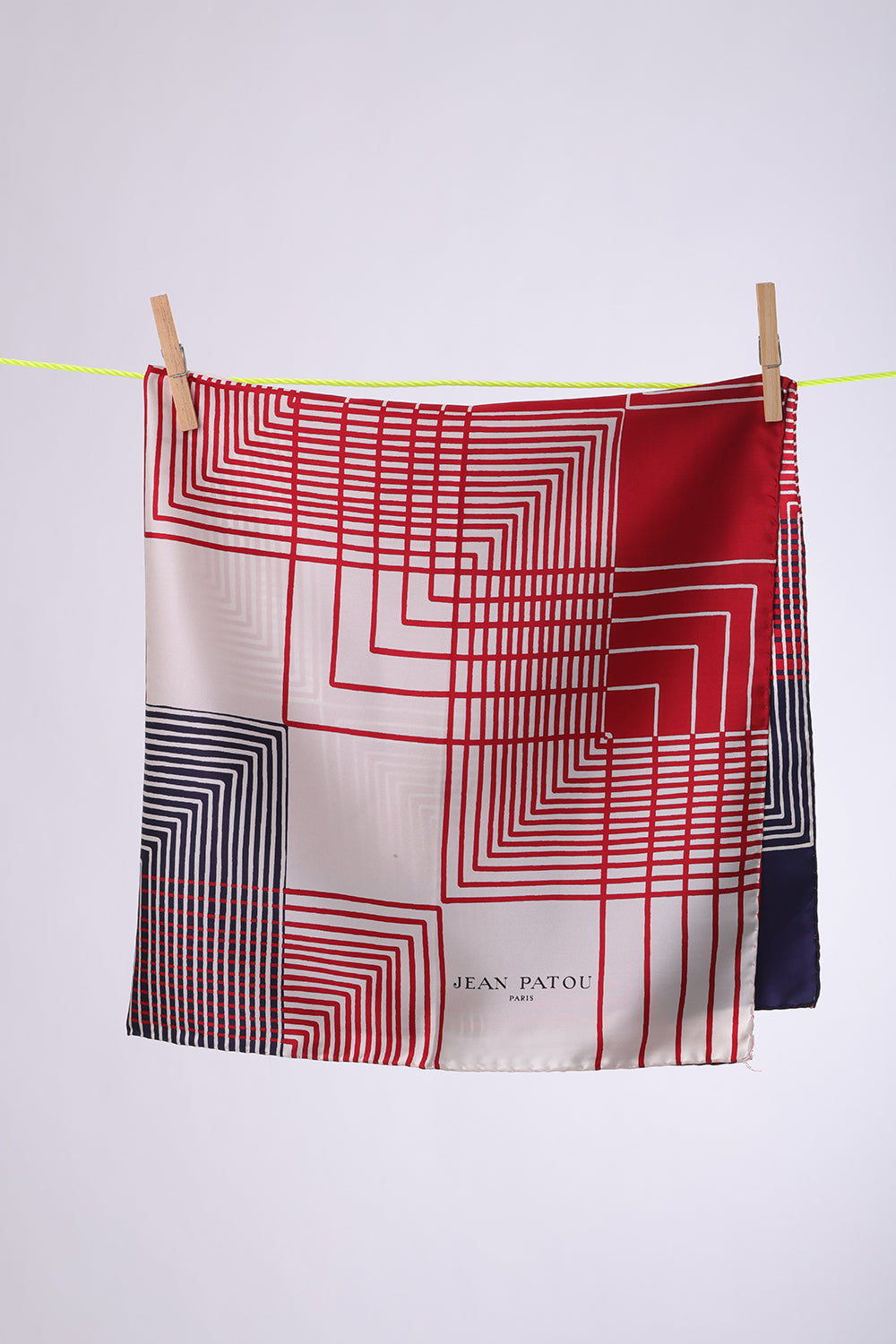 JEAN PATOU Navy, Red & White squares