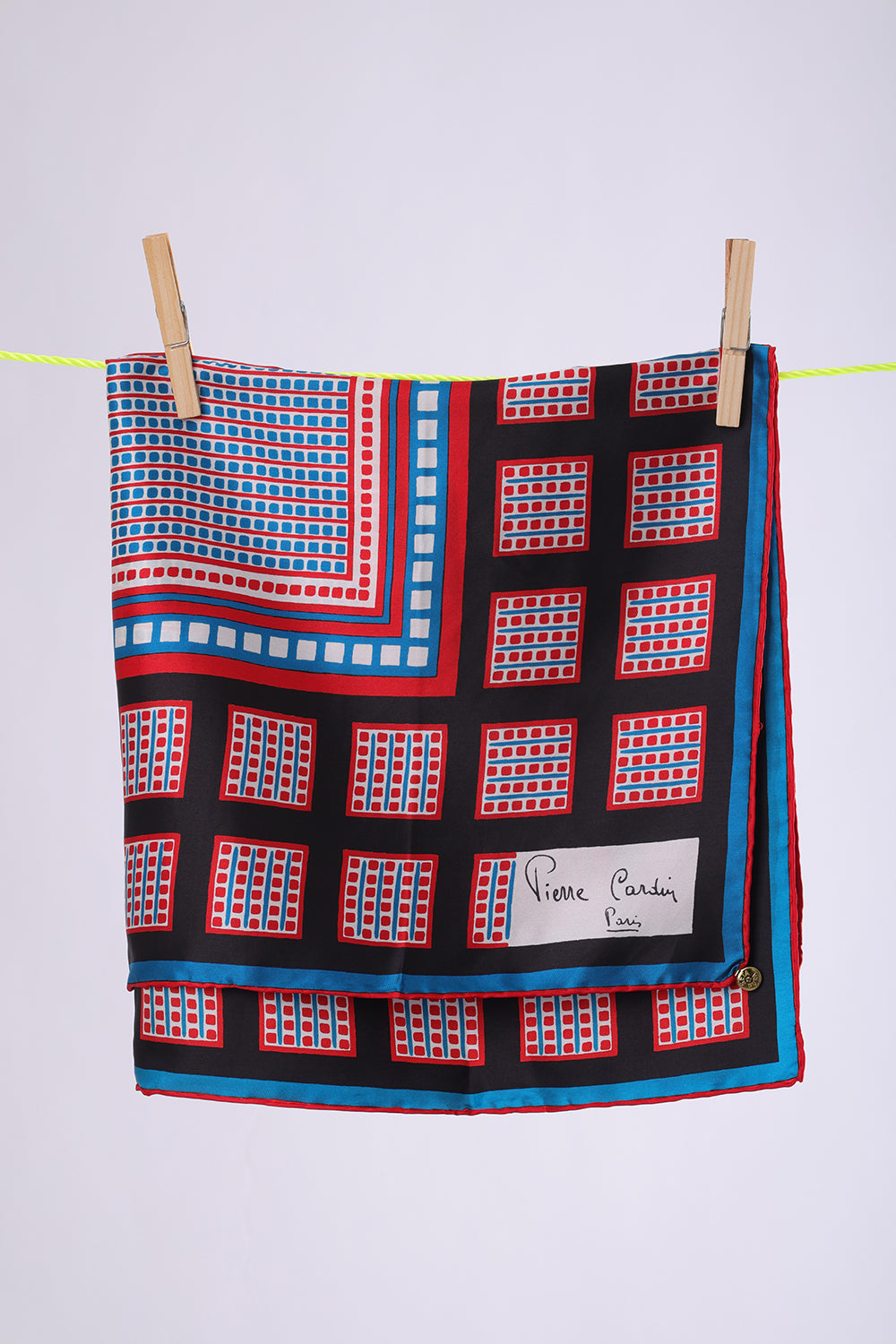 PIERRE CARDIN White base with Turquoise & red squares