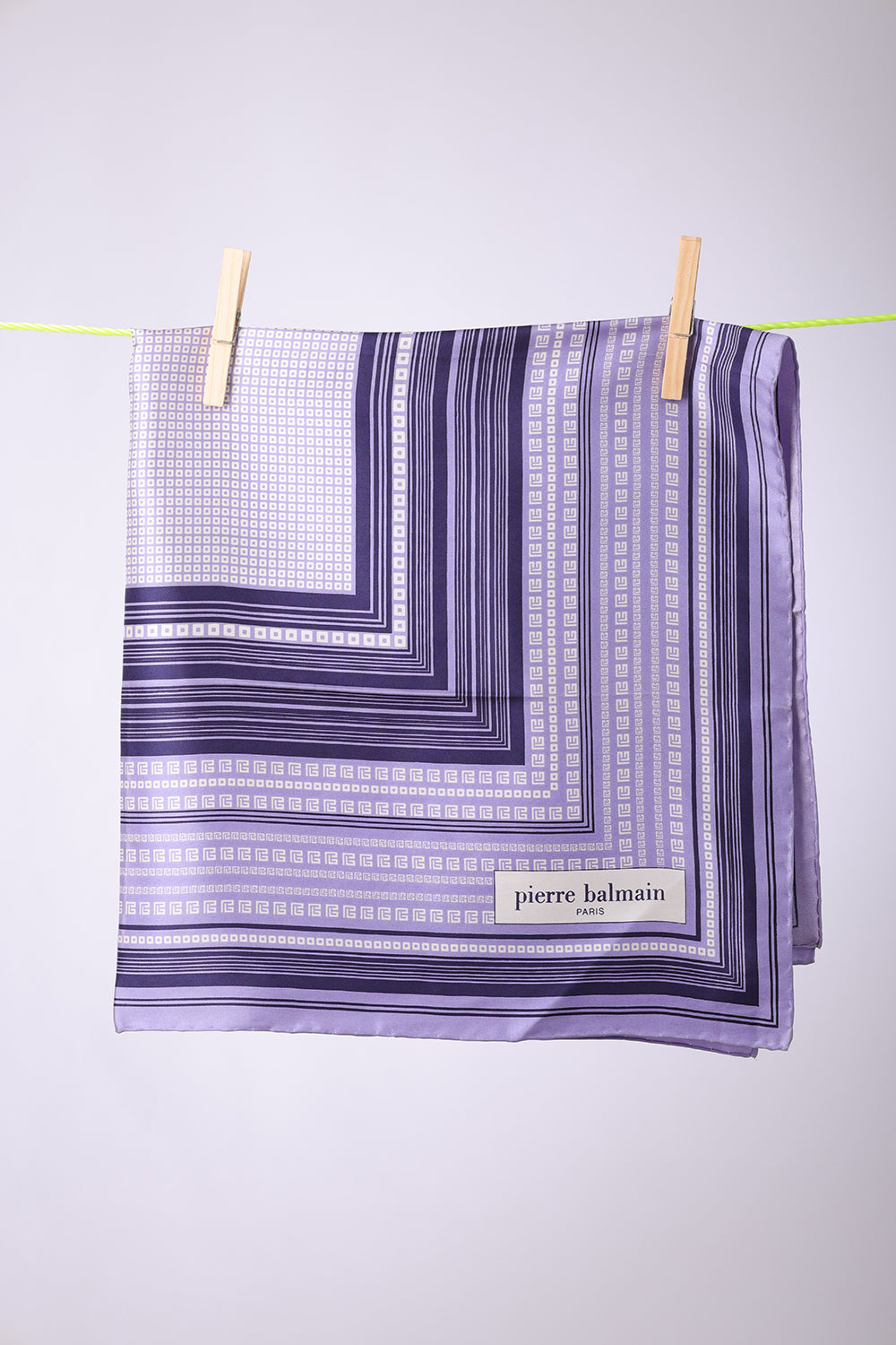 PIERRE BALMAIN - SCARF Periwinkle with white squares design