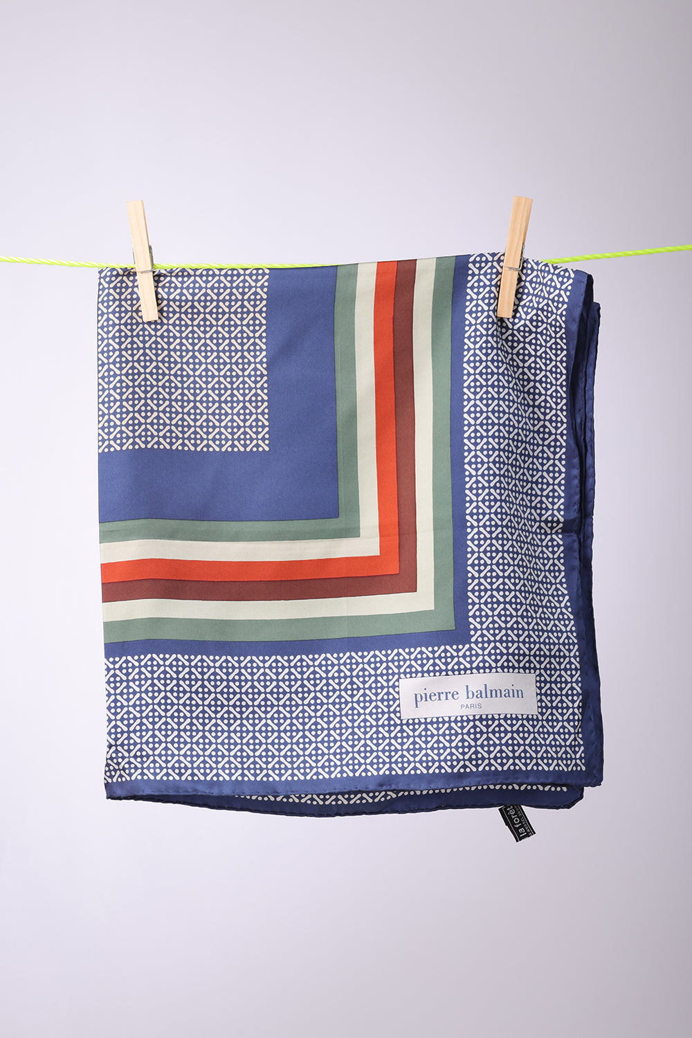 PIERRE BALMAIN - SCARF Navy, olive, brick, brown squares