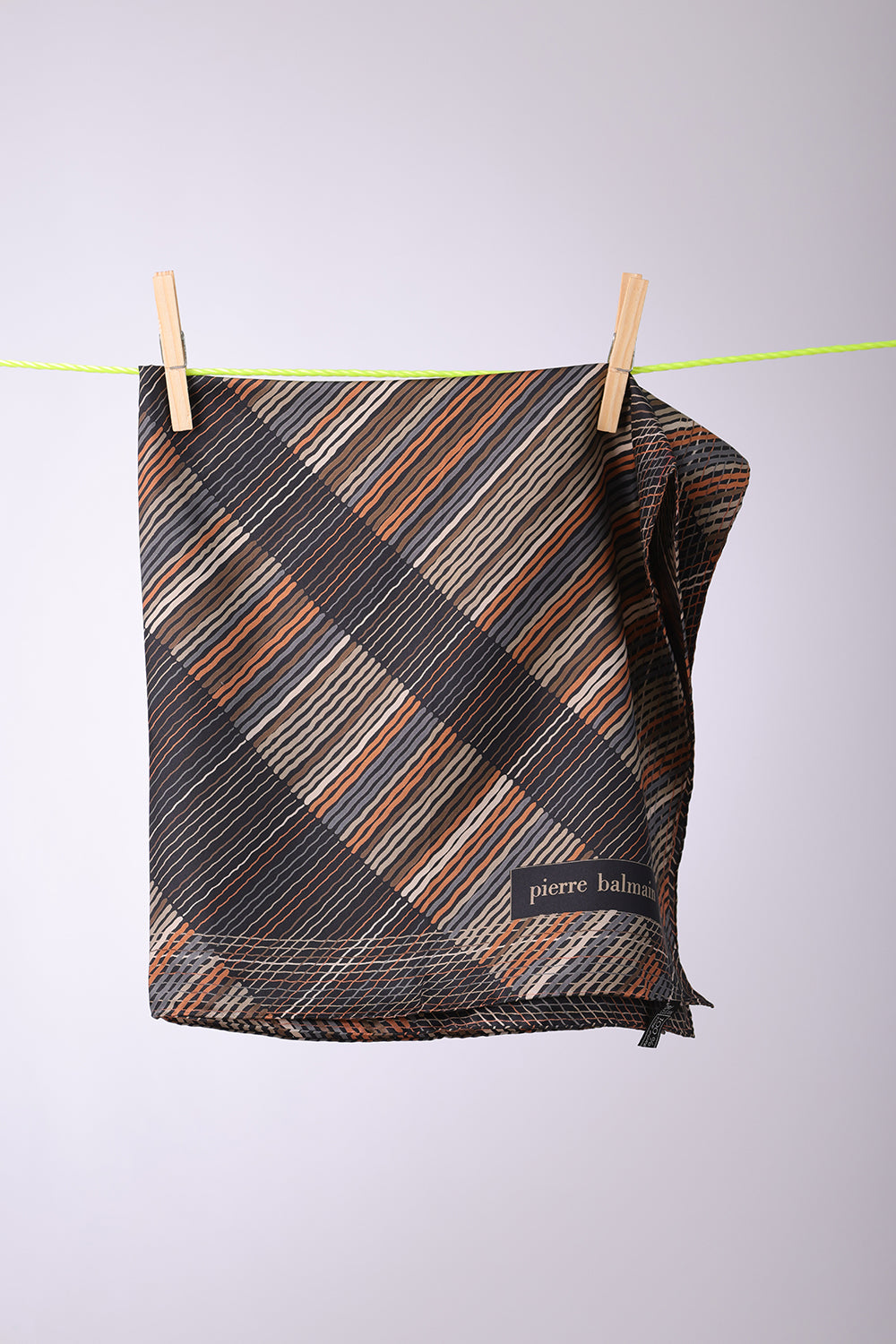 PIERRE BALMAIN - SCARF Grey, greige, beige & orange stripes