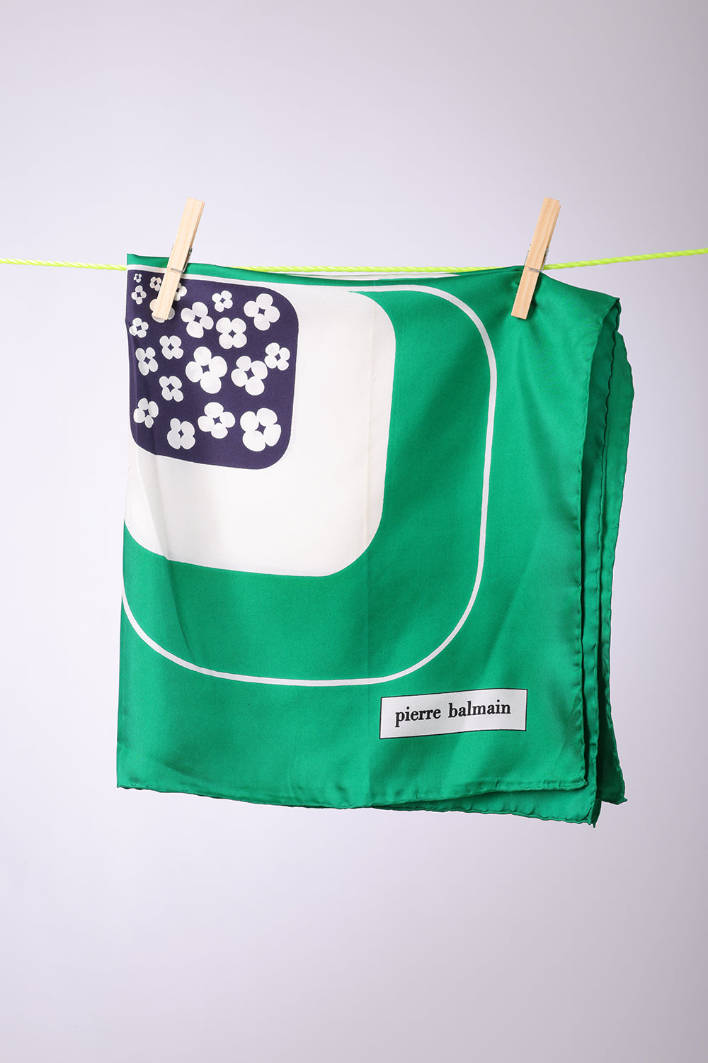 PIERRE BALMAIN - SCARF Green, navy with white flowers