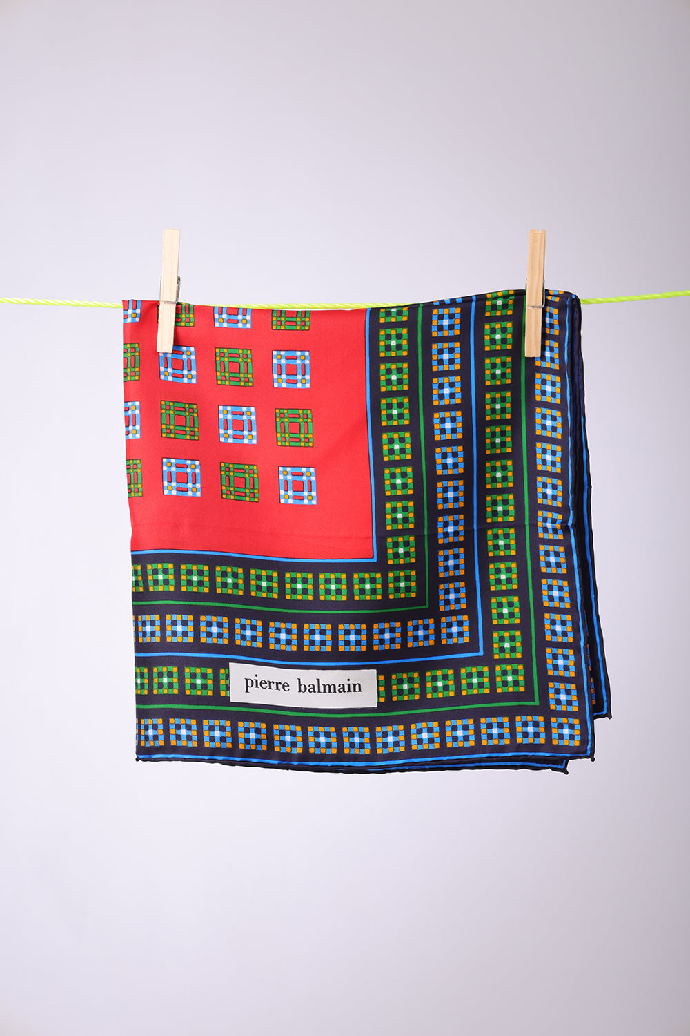 PIERRE BALMAIN - SCARF Big red square with mini colored squares