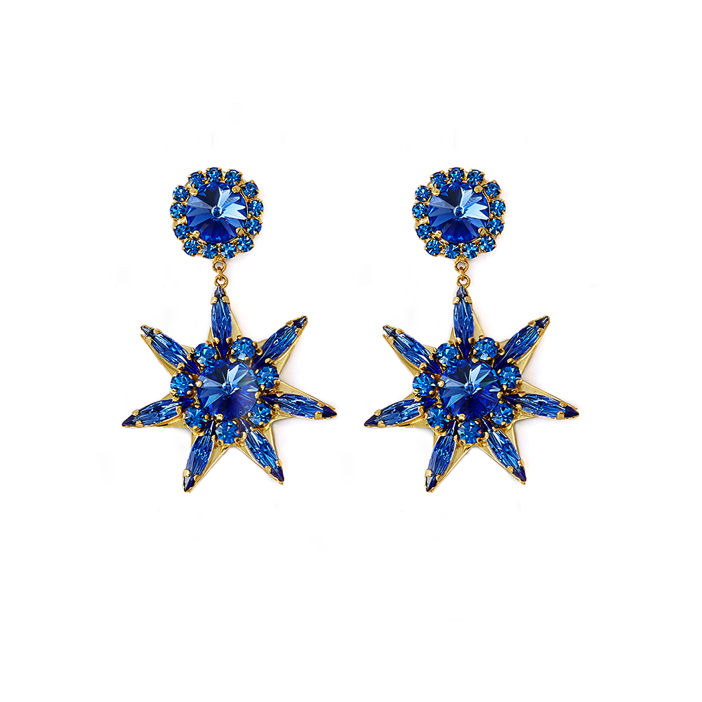 STAR Blue Long Earings