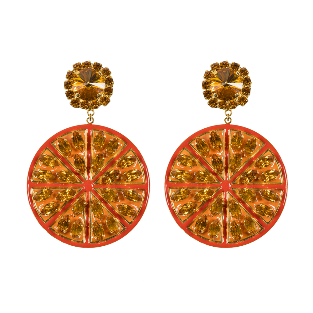 Half Orange Long Earrings