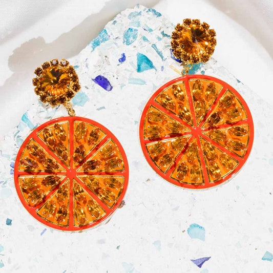 Half Orange Long Earrings
