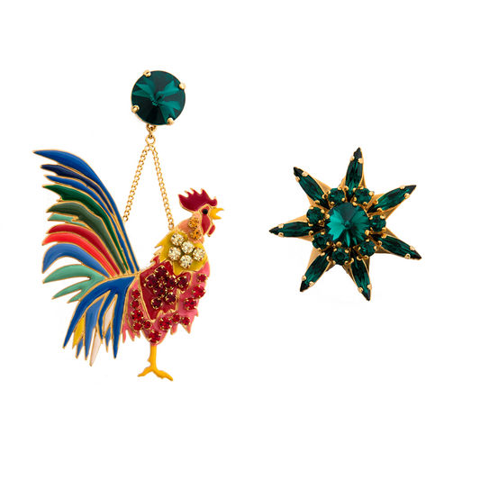 Rooster Long Earrings