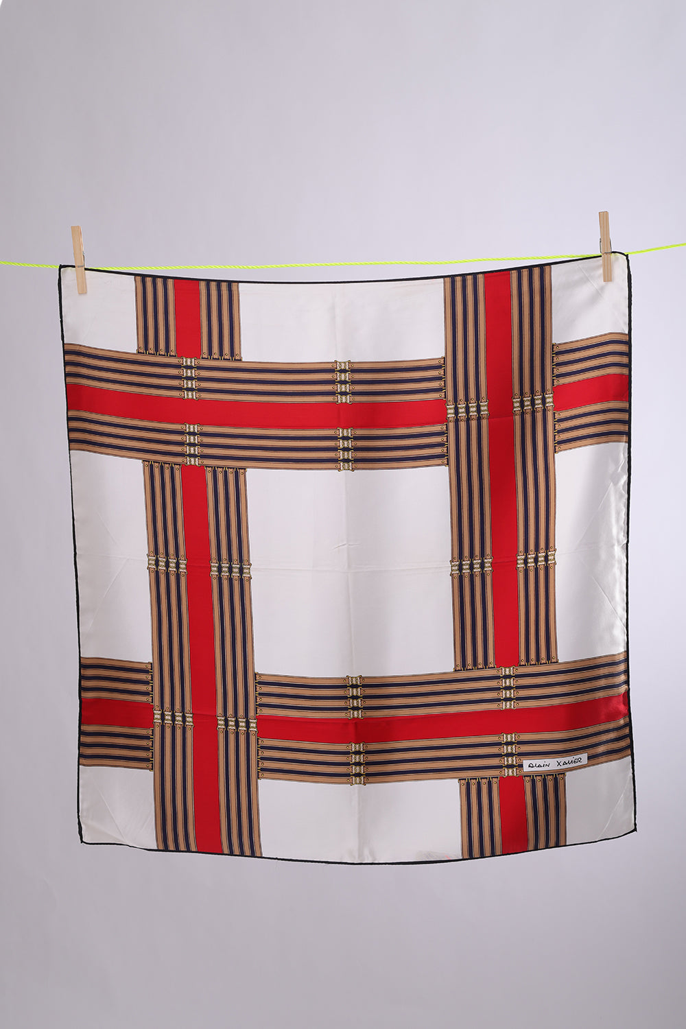 ALAIN XAVIER White base with belts prints