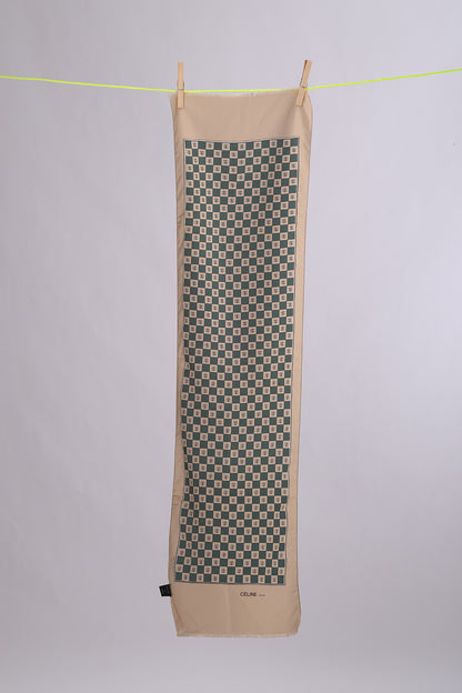 CELINE Beige base with forest green squares