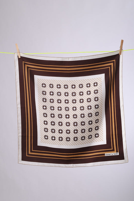 DANIEL LA FORET OFF WHITE Brown & Gold flowers print