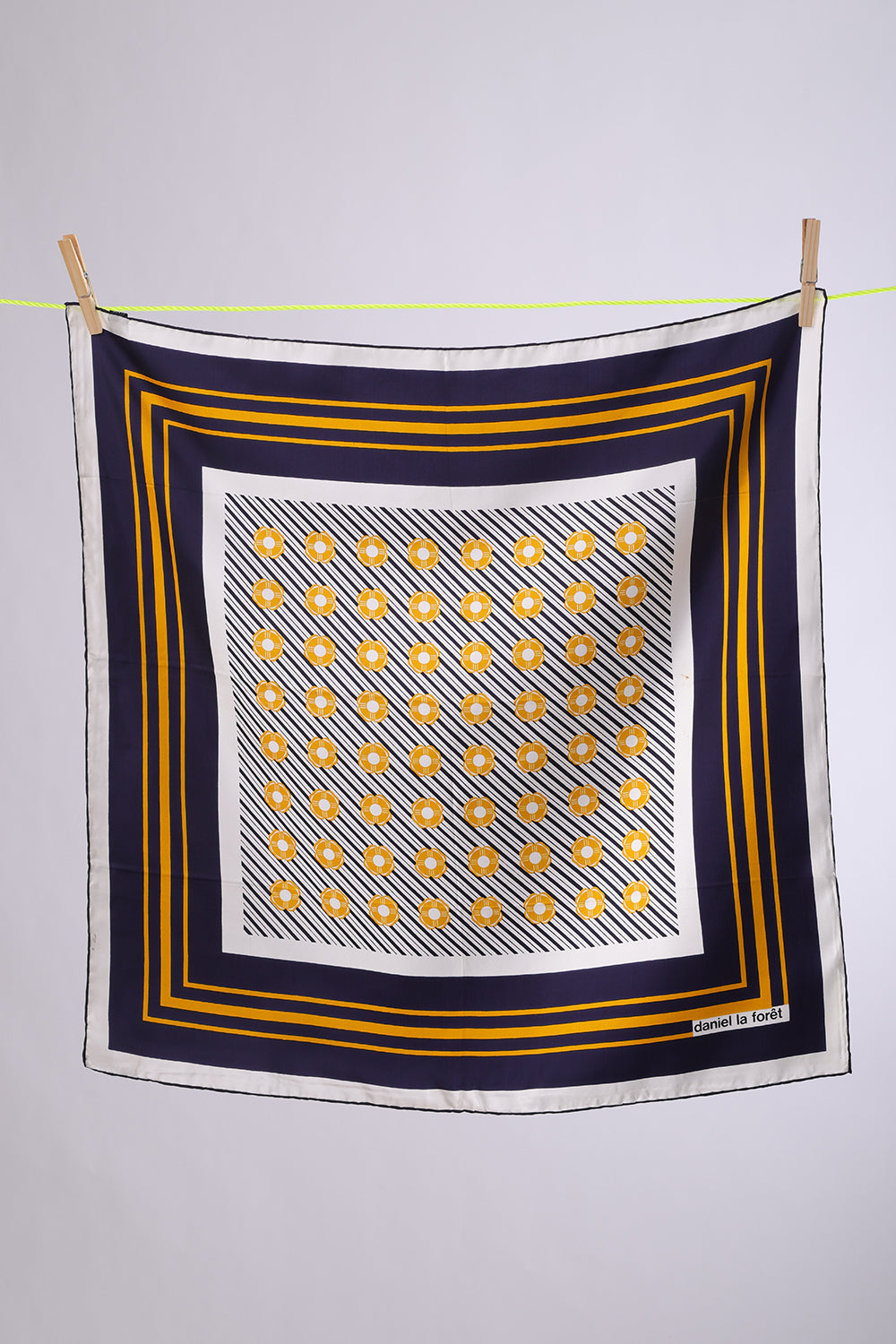 DANIEL LA FORET OFF WHITE Navy & yellow flowers print