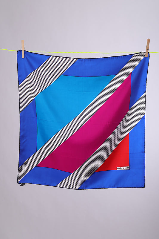 DANIEL LA FORET Electric blue frame, with red cardinal & truquoise