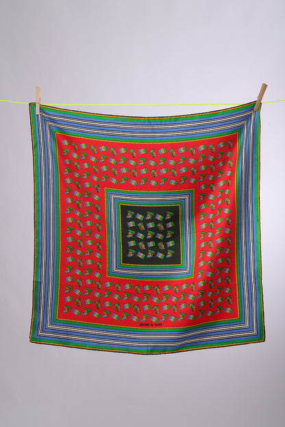 DANILE LA FORET Big red square with green & yellow flags