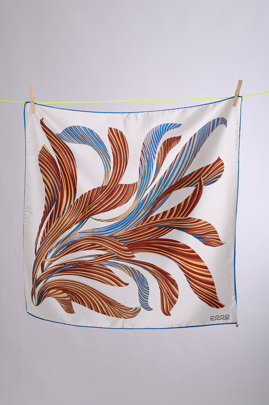ERRE Stripes leaves Turquoise & brown
