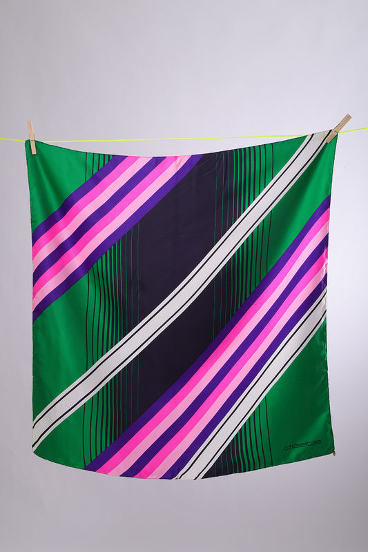 D'ESTE Green, black, pruple & pink strips