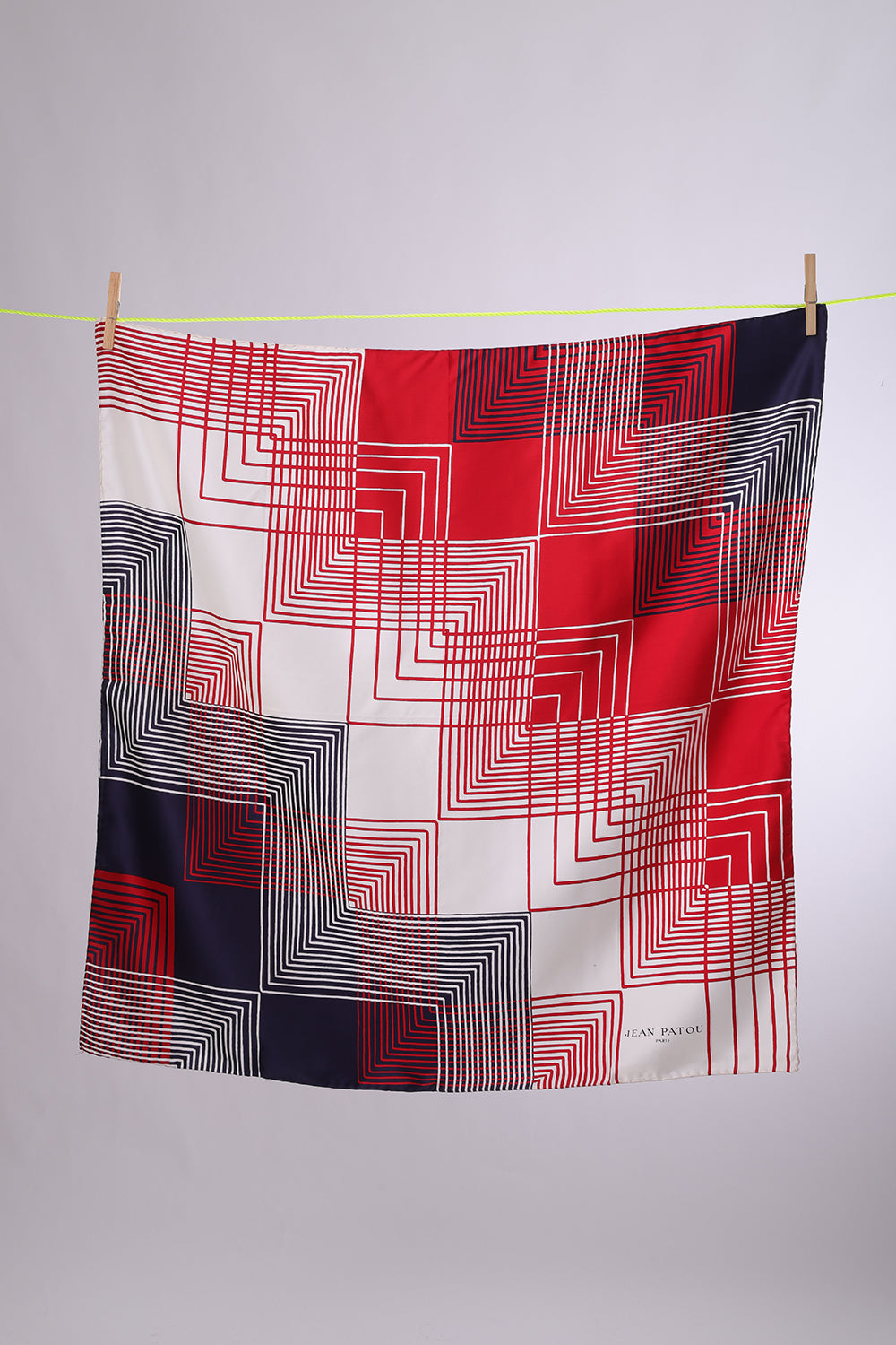 JEAN PATOU  Navy, Red & White squares