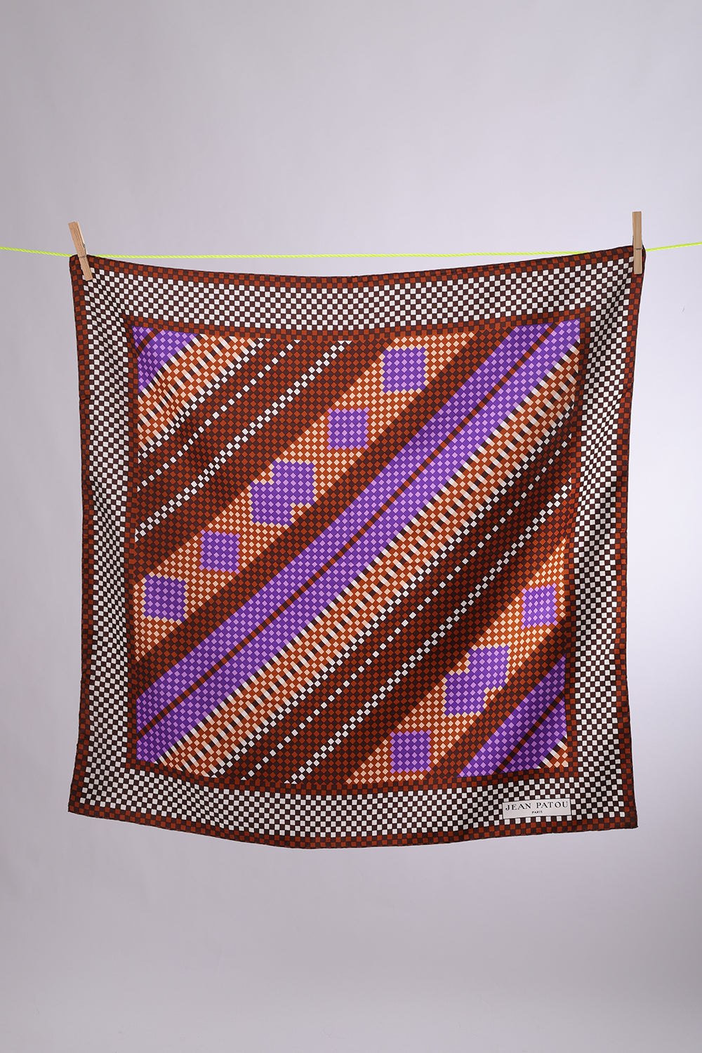 JEAN PATOU  Pixelated Brown, purple, lilac & white