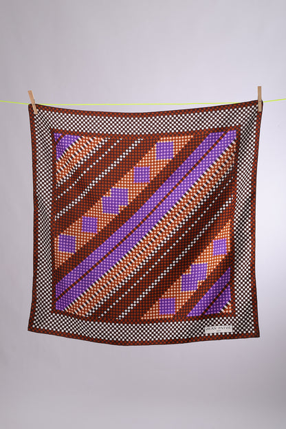 JEAN PATOU  Pixelated Brown, purple, lilac & white