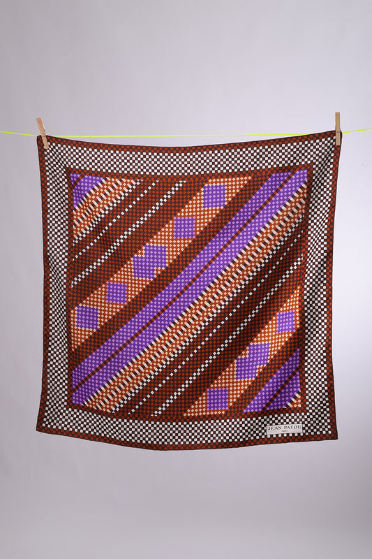 JEAN PATOU  Pixelated Brown, purple, lilac & white