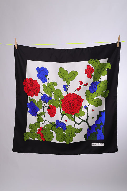 JEAN PATOU  Black frame floral red & electric blue