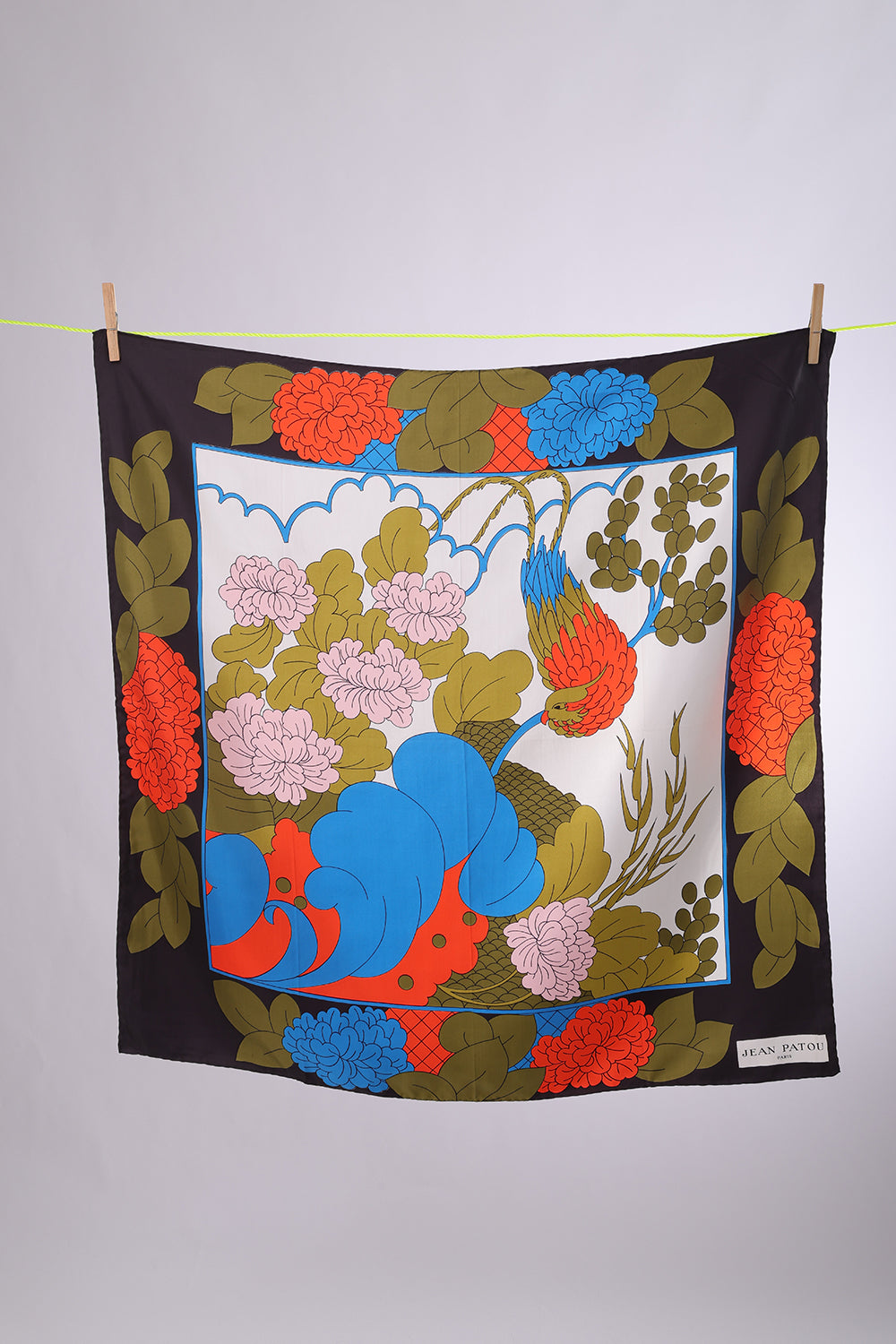 JEAN PATOU  Black frame floral orange & turquoise