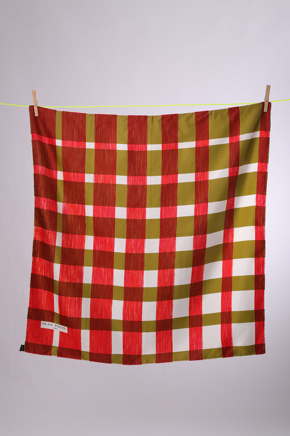 JEAN PATOU Olive green stripes with red paint stripes
