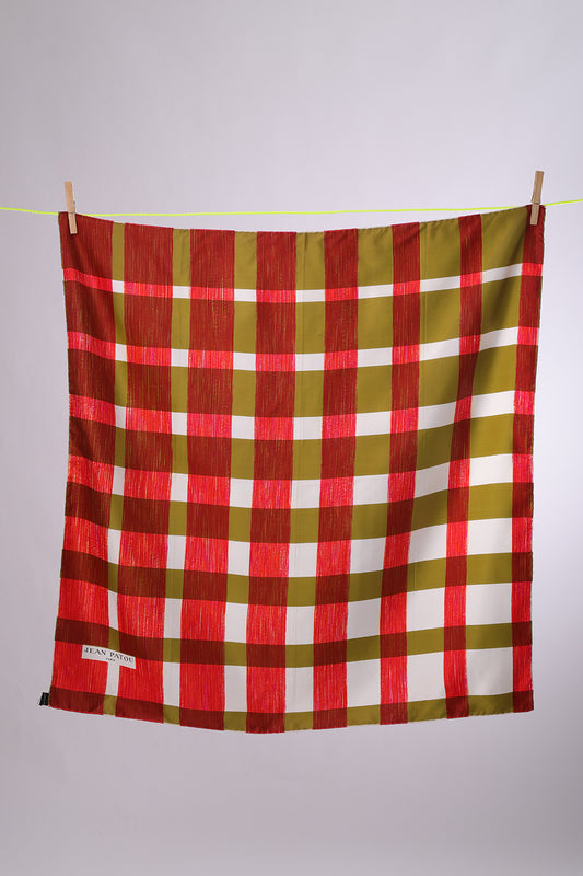 JEAN PATOU Olive green stripes with red paint stripes
