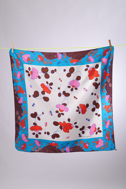 JEAN PATOU Turquoise frame with florals pink & brown