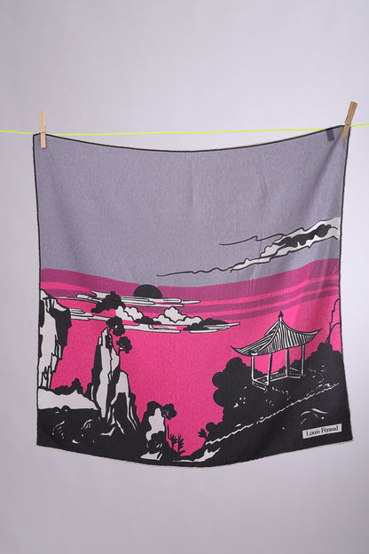LOUIS FERAUD Chinese print with fuschia base