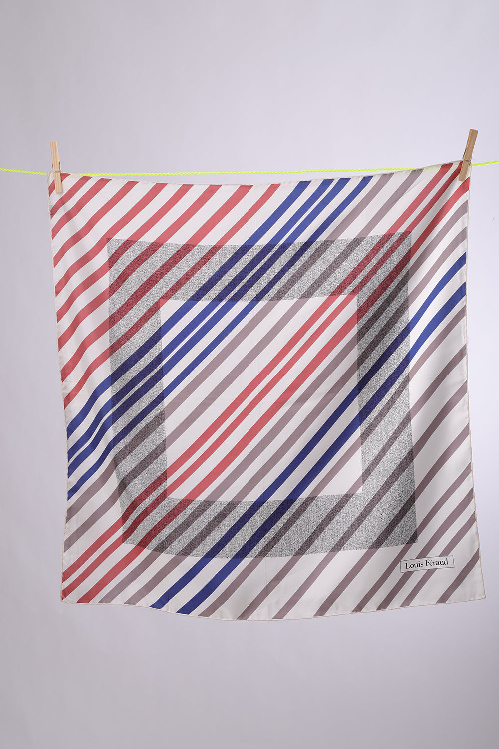 LOUIS FERAUD Cream base with Navy, grey & plum stripes