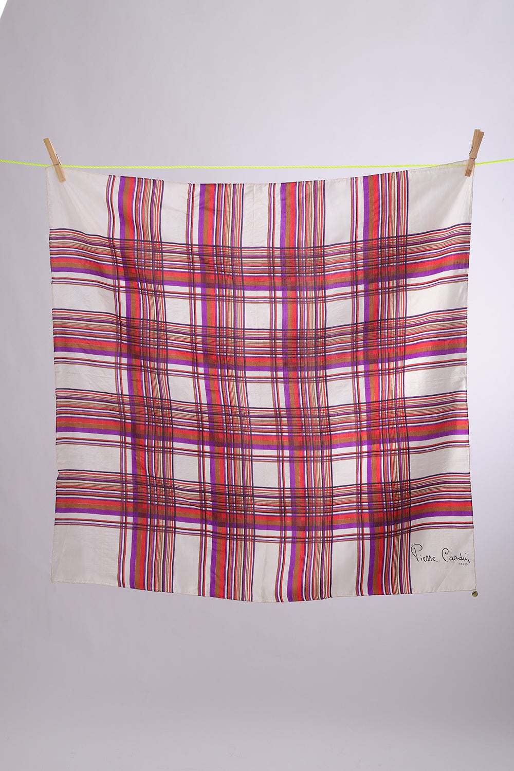 PIERRE CARDIN White with purple, red & brown stripes