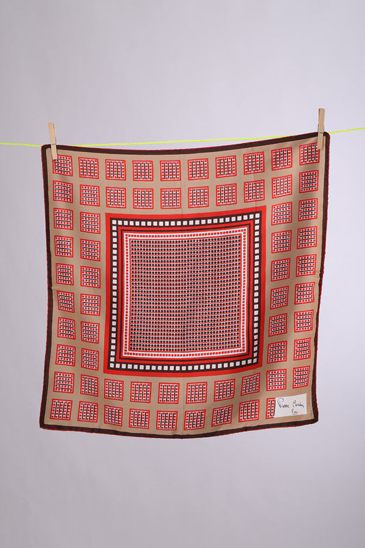 PIERRE CARDIN Beige base with Brown & red squares