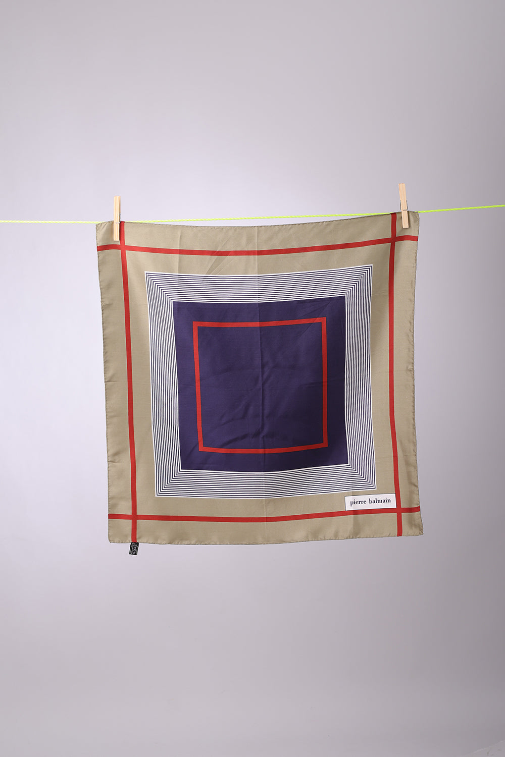 PIERRE BALMAIN - SCARF Navy, olive, burgundy & stripes squares