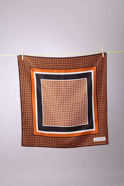 PIERRE BALMAIN - SCARF Black, white & tan squares
