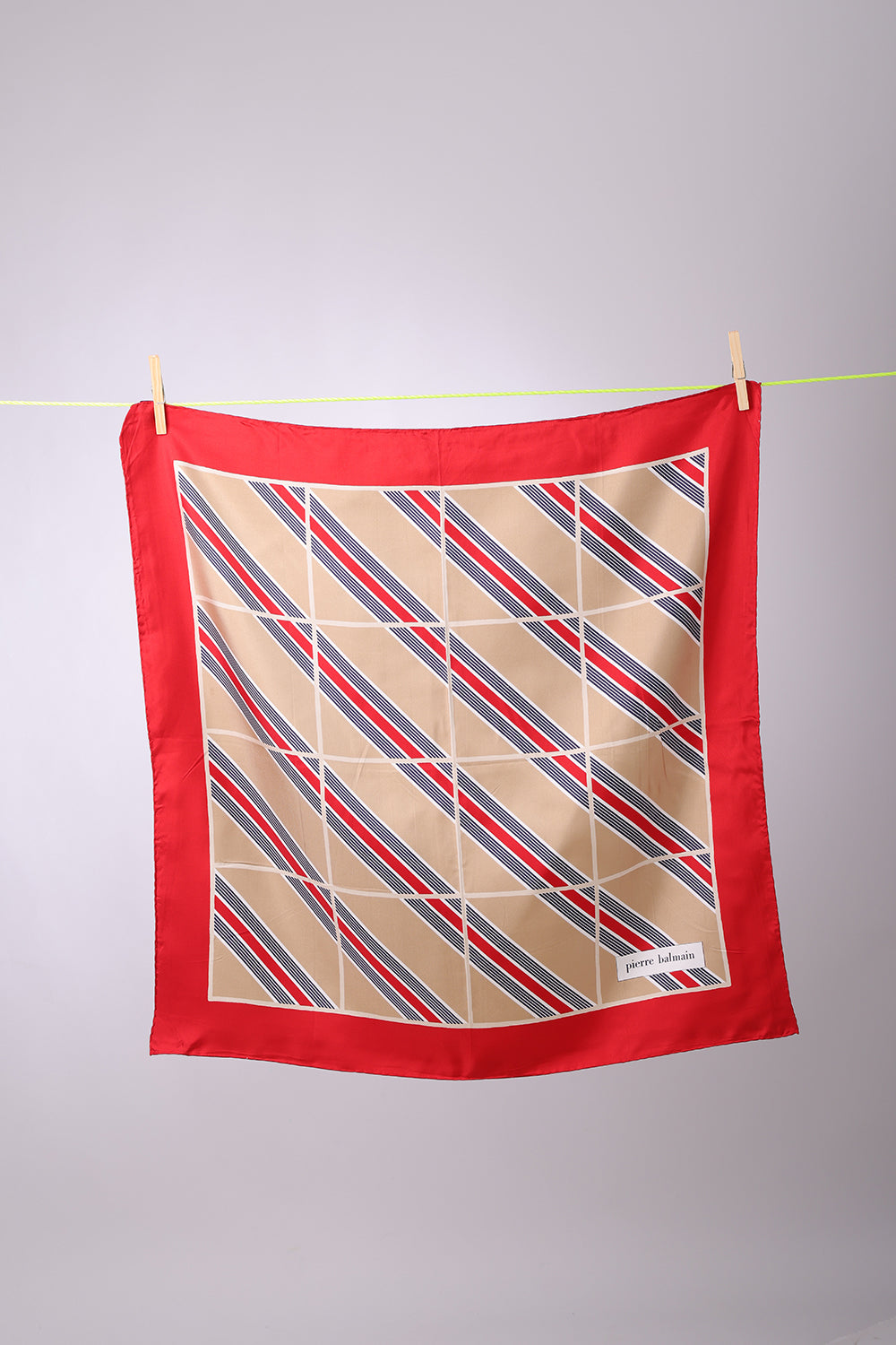 PIERRE BALMAIN - SCARF Red, Beige, navy & white  stripes