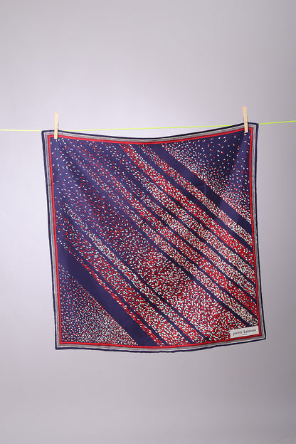 PIERRE BALMAIN - SCARF Navy, red & white confetti