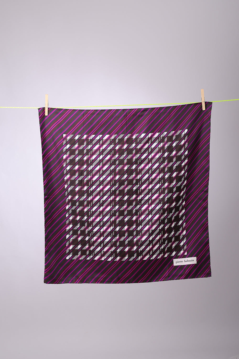 PIERRE BALMAIN - SCARF Brown, purple, navy with white squares in the middle