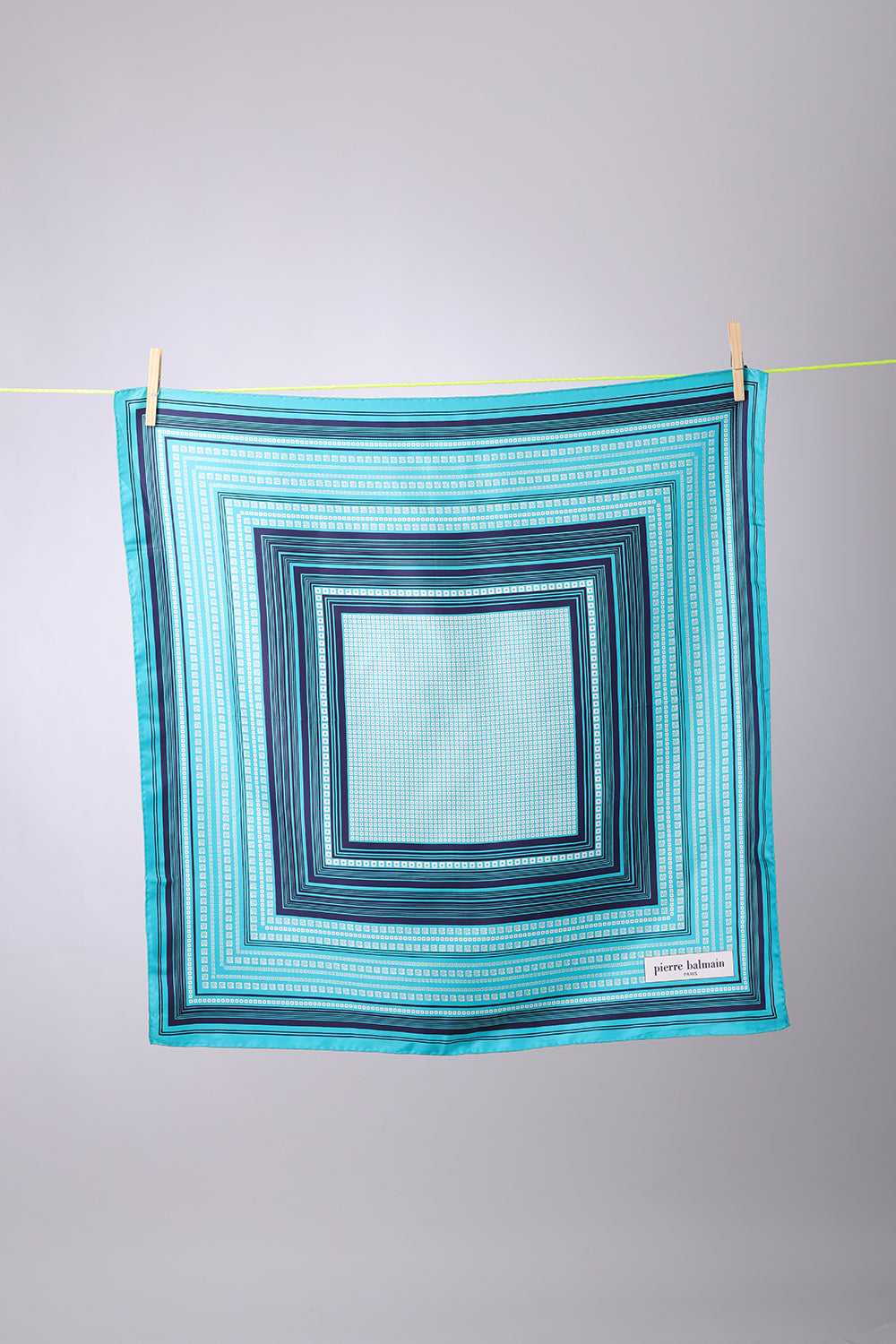 PIERRE BALMAIN - SCARF Turquoise with white squares design