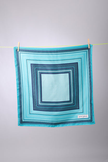 PIERRE BALMAIN - SCARF Turquoise with white squares design