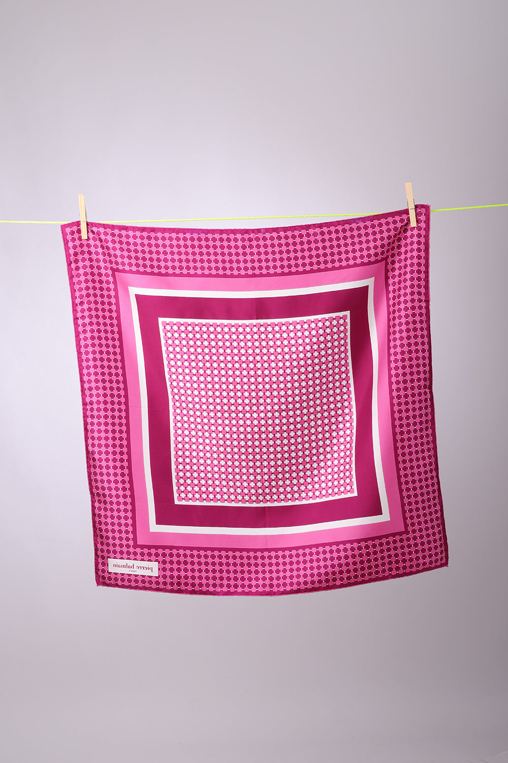 PIERRE BALMAIN - SCARF Fuschia, plum & white squares