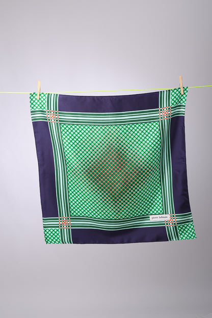 PIERRE BALMAIN - SCARF Navy, green & coral squares