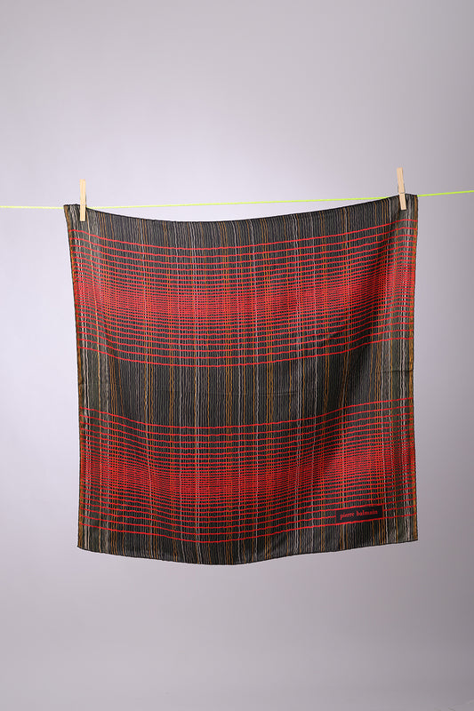 PIERRE BALMAIN - SCARF Black base with red,olive & yellow springs