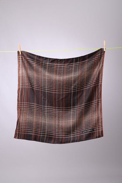 PIERRE BALMAIN - SCARF Brown base with beige & orange springs