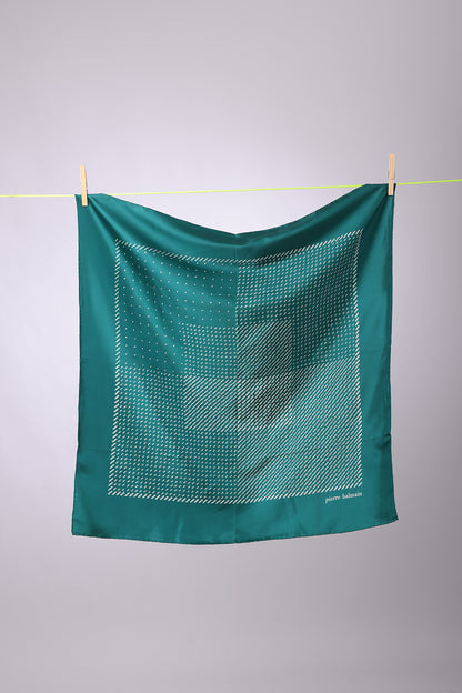 PIERRE BALMAIN - SCARF Forest green with grey shapes