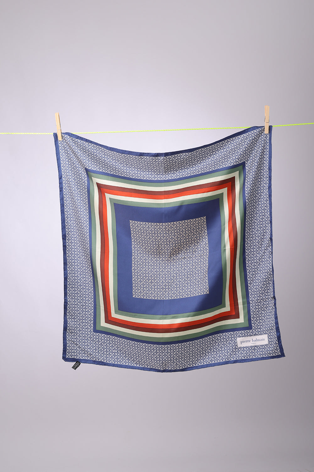 PIERRE BALMAIN - SCARF Navy, olive, brick, brown squares