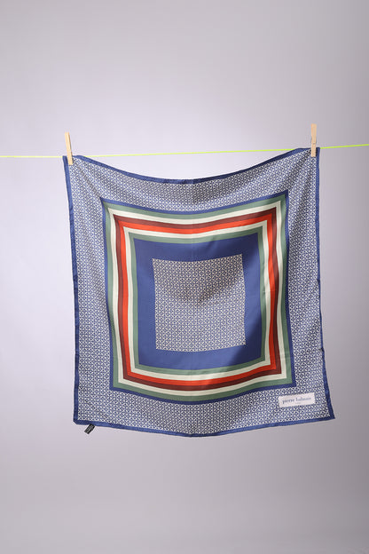 PIERRE BALMAIN - SCARF Navy, olive, brick, brown squares