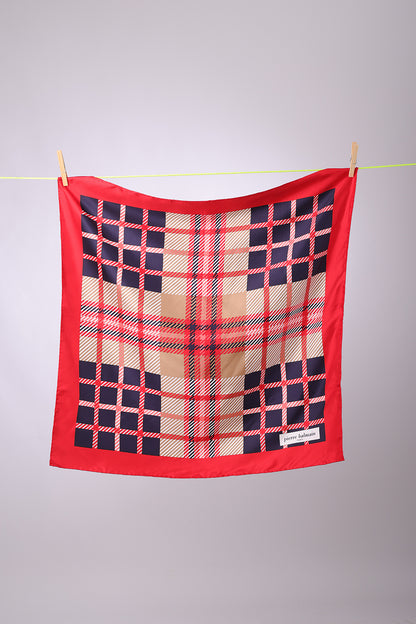 PIERRE BALMAIN - SCARF Red,navy, beige & white stripes